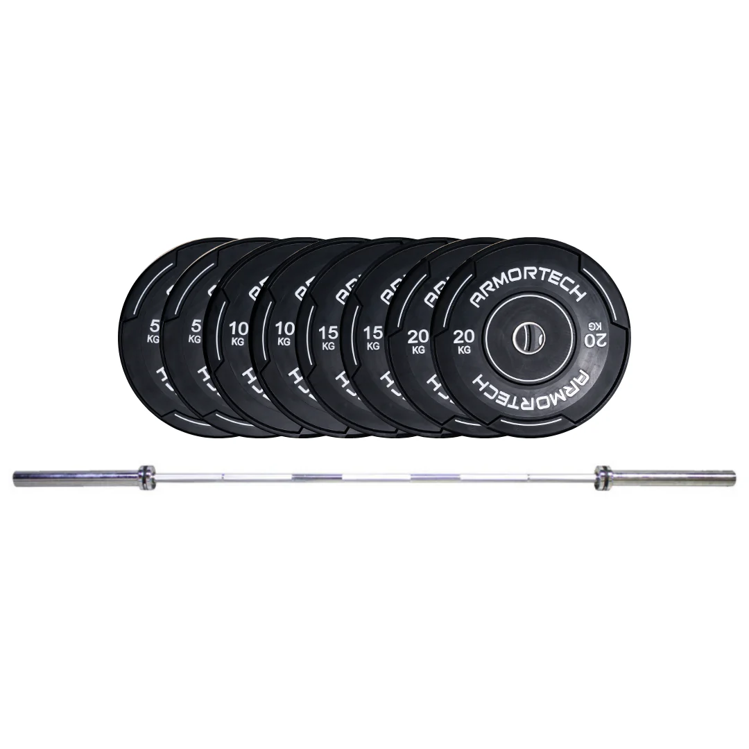 120KG V3 Black Bumper & Barbell Package